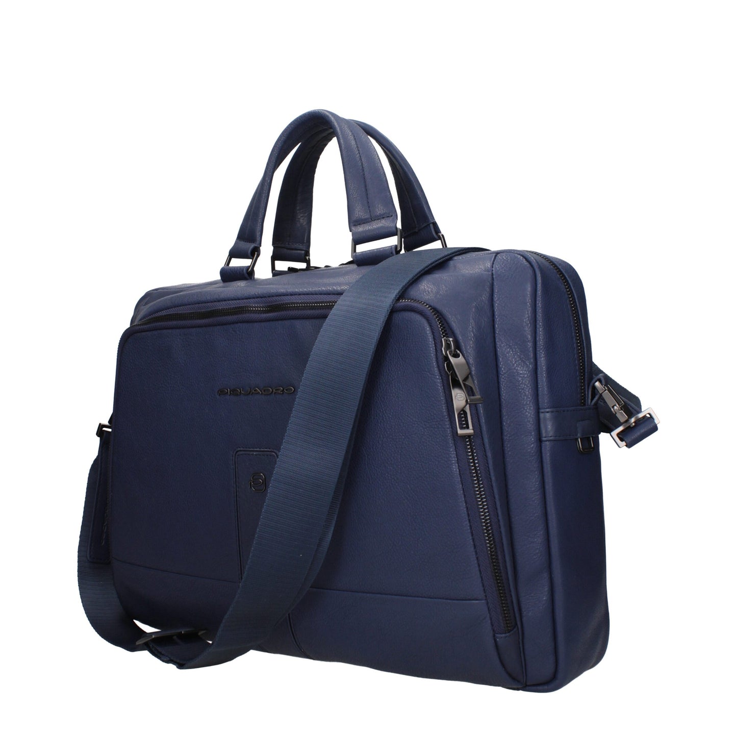 Blue Leather Business And Laptop Bag