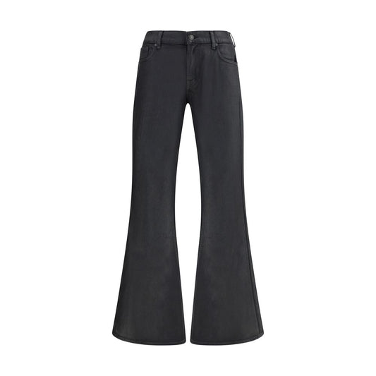 Black Cotton Flared Jeans