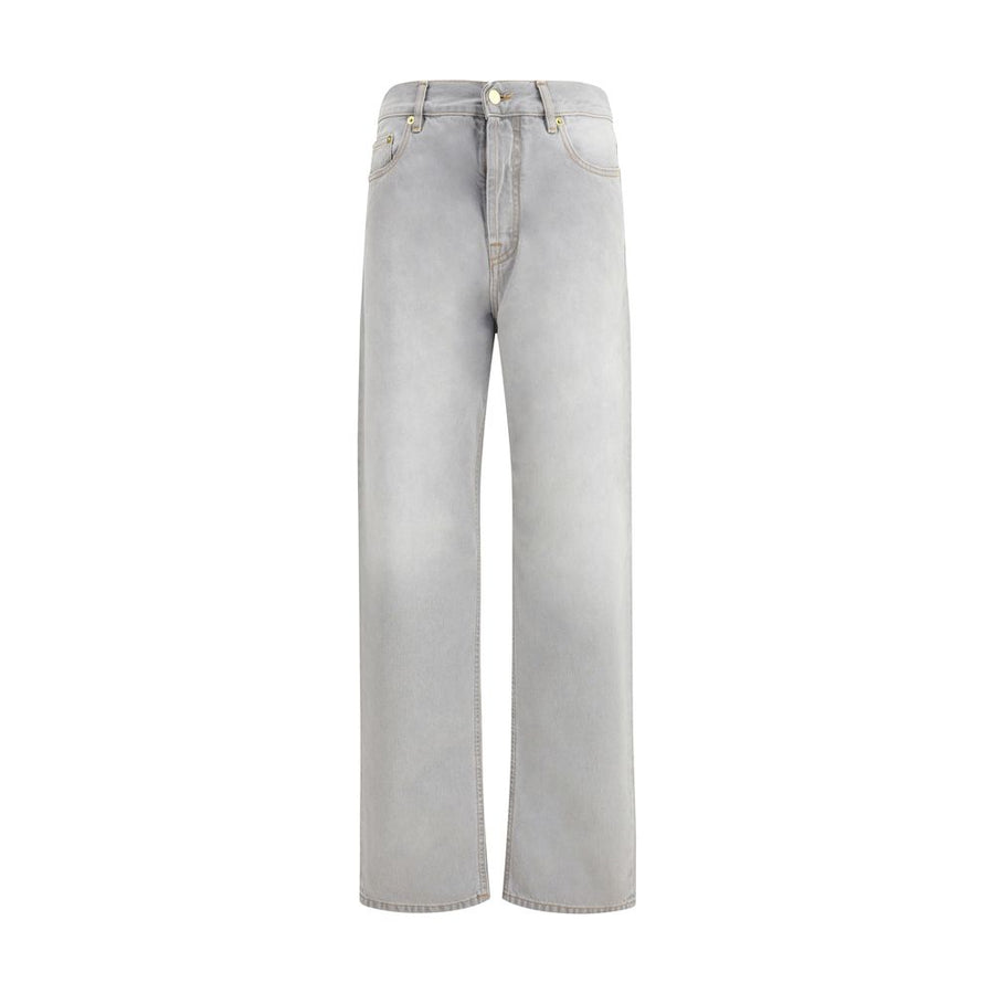 Gray Cotton Relaxed Fit Jeans