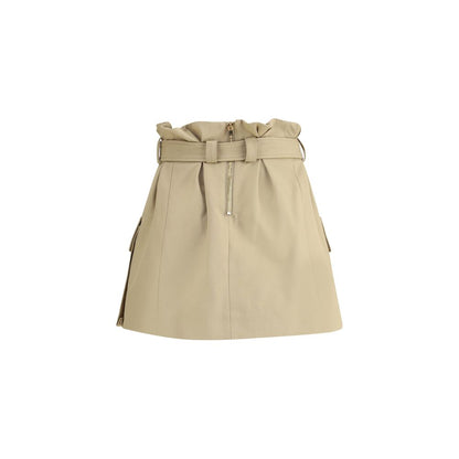 Beige Cotton Mini Skirt