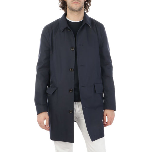 Blue Cotton Men's Raincoat