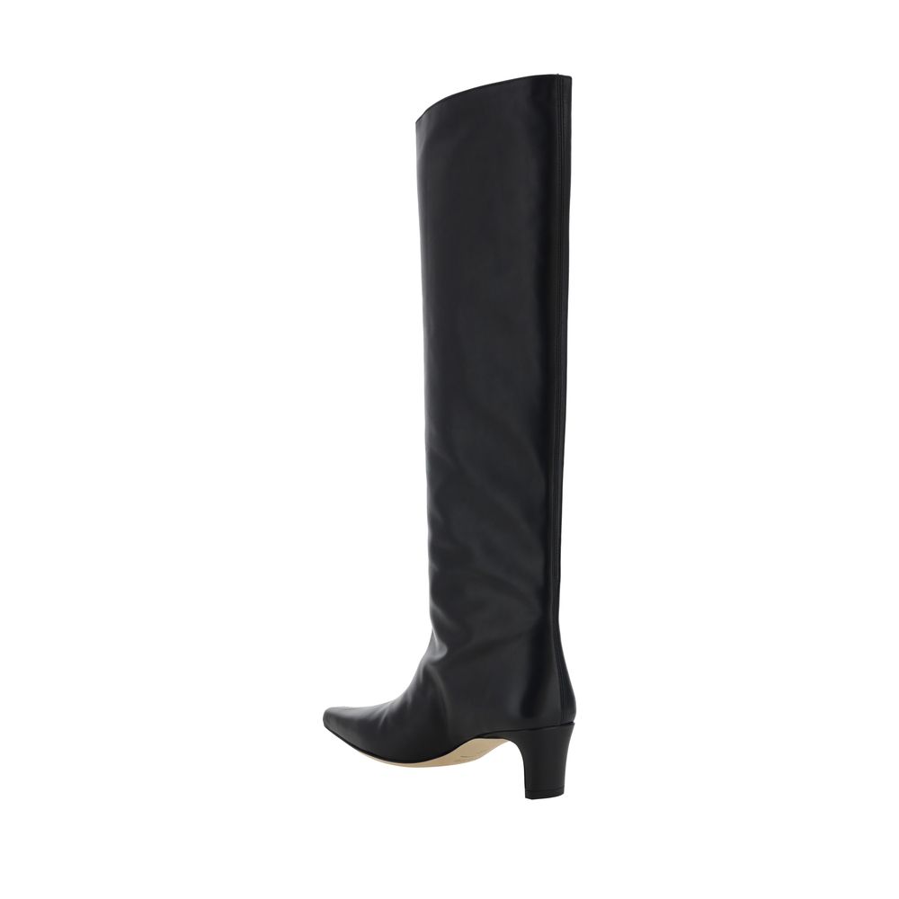 Black Calf Leather Bos Taurus High Heel Boots