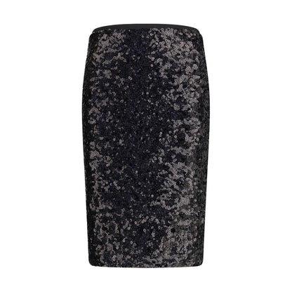 Black Polyester Midi Skirt