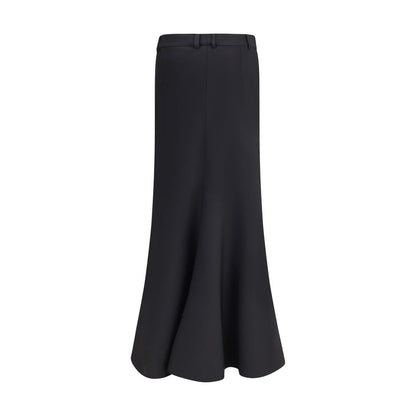 Black Fleece Wool Long Skirt