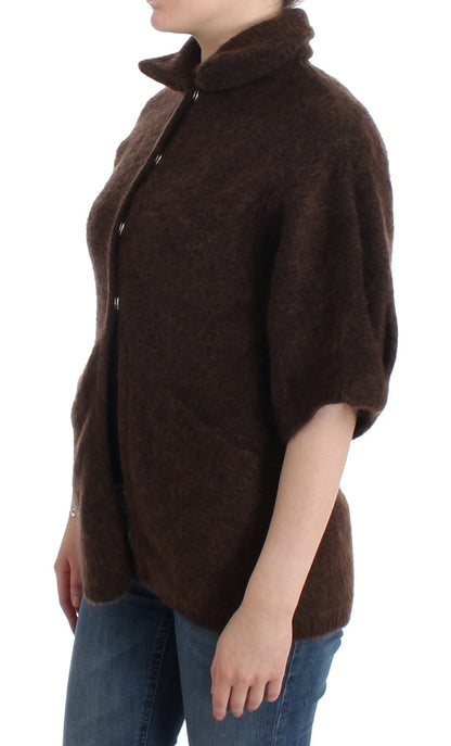 Brown mohair knitted cardigan
