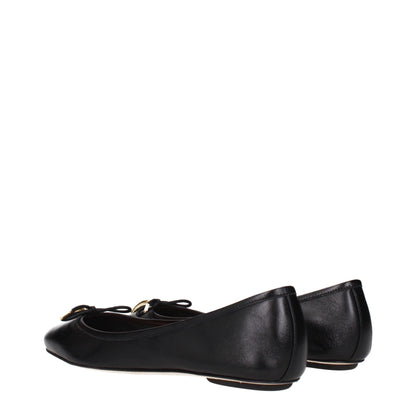 Black Leather Ballet Flats