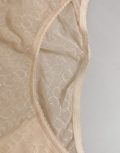 Beige DG Logo Lace Mid Waist Panty Underwear