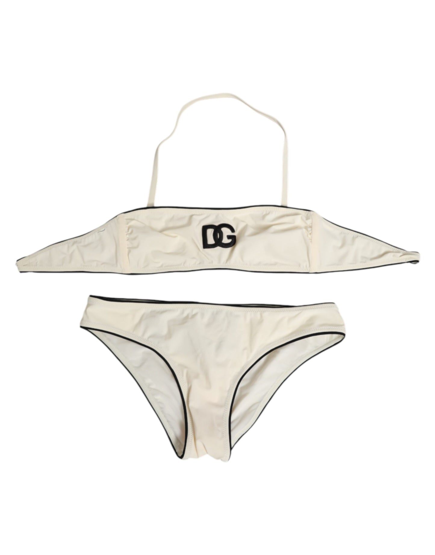 Beige Logo Swimsuit 2 Piece Top Bottom Swimwear