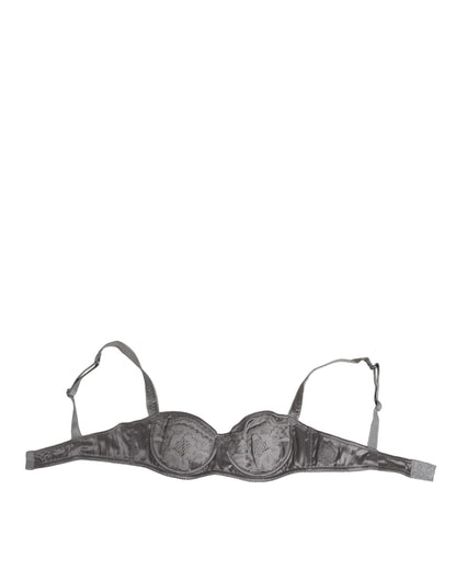 Gray Silk Underwired Balconette Bra Underwear