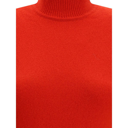 Red Merino Wool Casual Dress