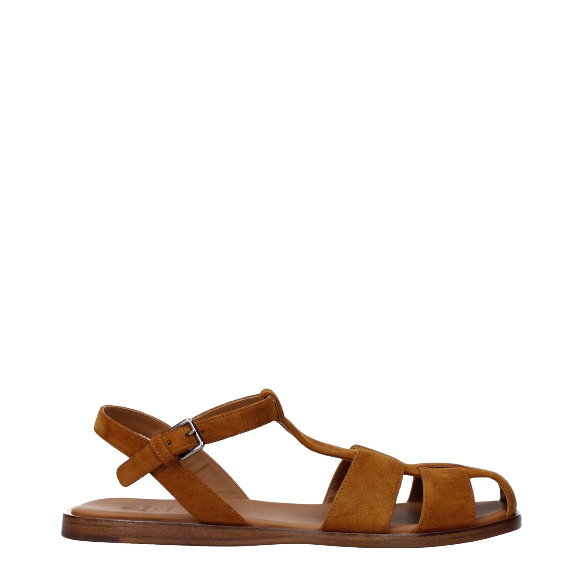 Brown Leather Flat Sandals
