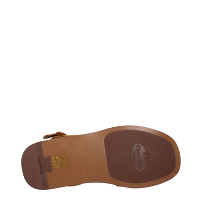 Brown Leather Flat Sandals
