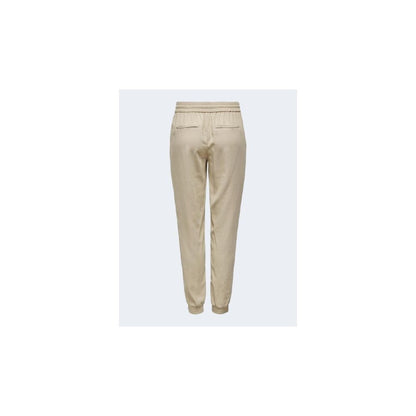 Beige Viscose Casual Pants