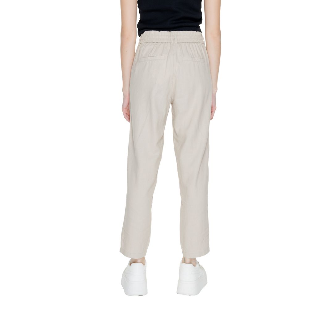 Beige Linen Casual Pants