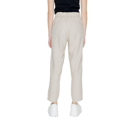 Beige Linen Casual Pants