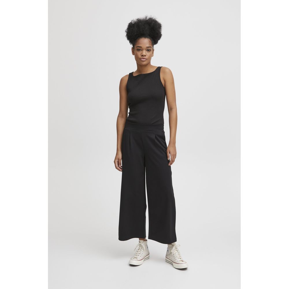 Black Recycled Polyester Flared Pants
