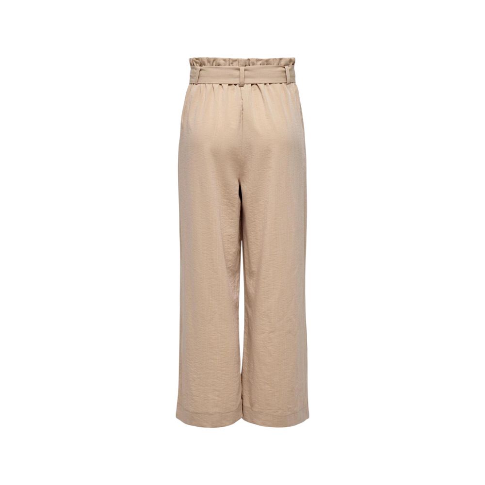 Beige Viscose Casual Pants