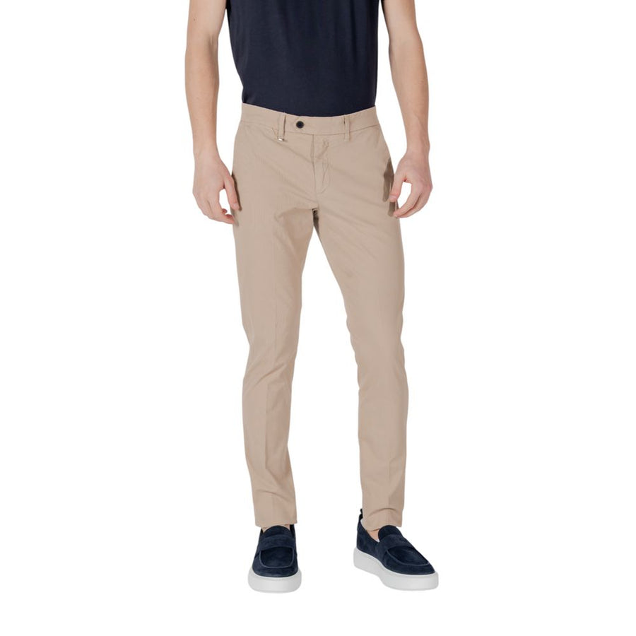 Beige Cotton Skinny Pants