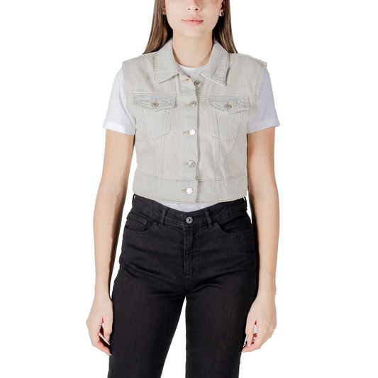 Light Blue Cotton Sleveless Jacket