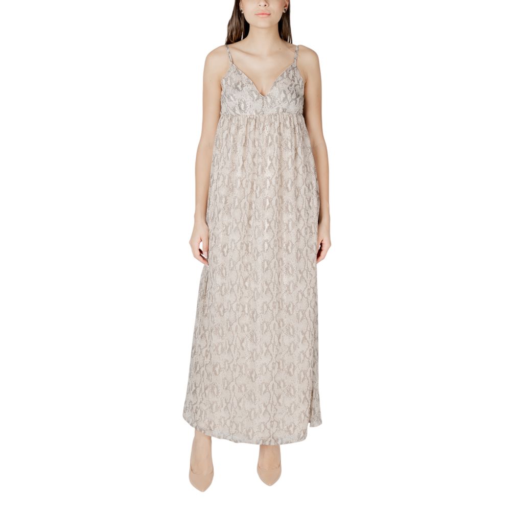 Beige Recycled Polyester Long Dress