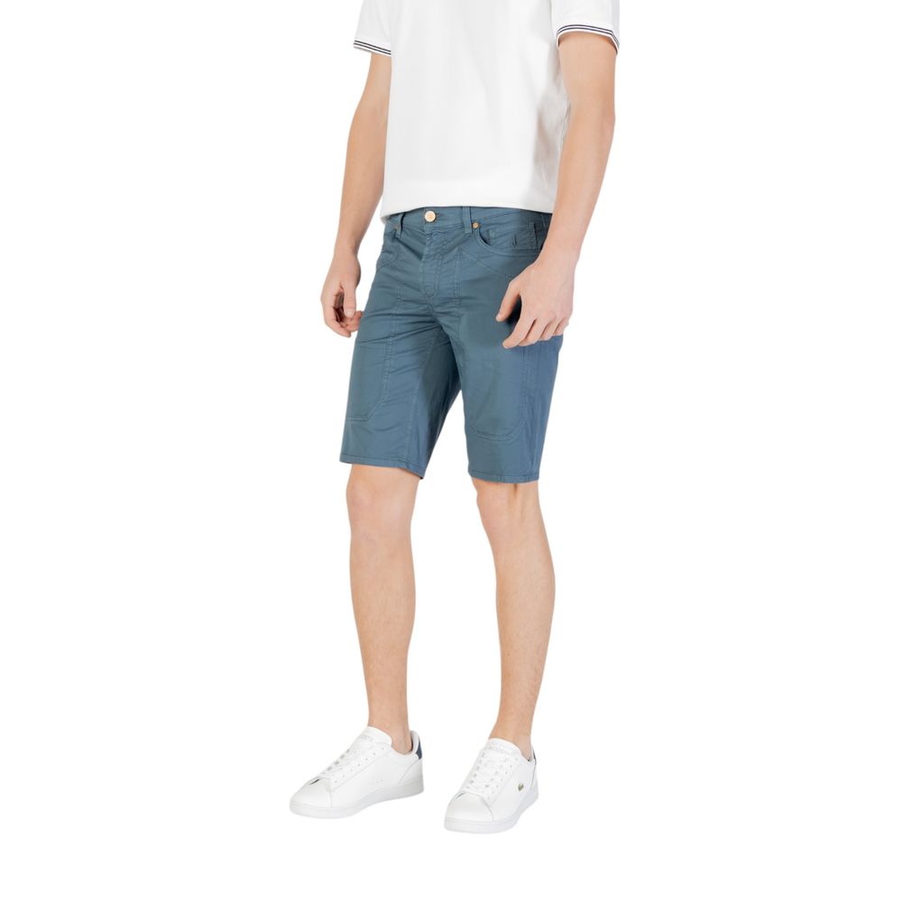 Blue Cotton Bermuda Shorts