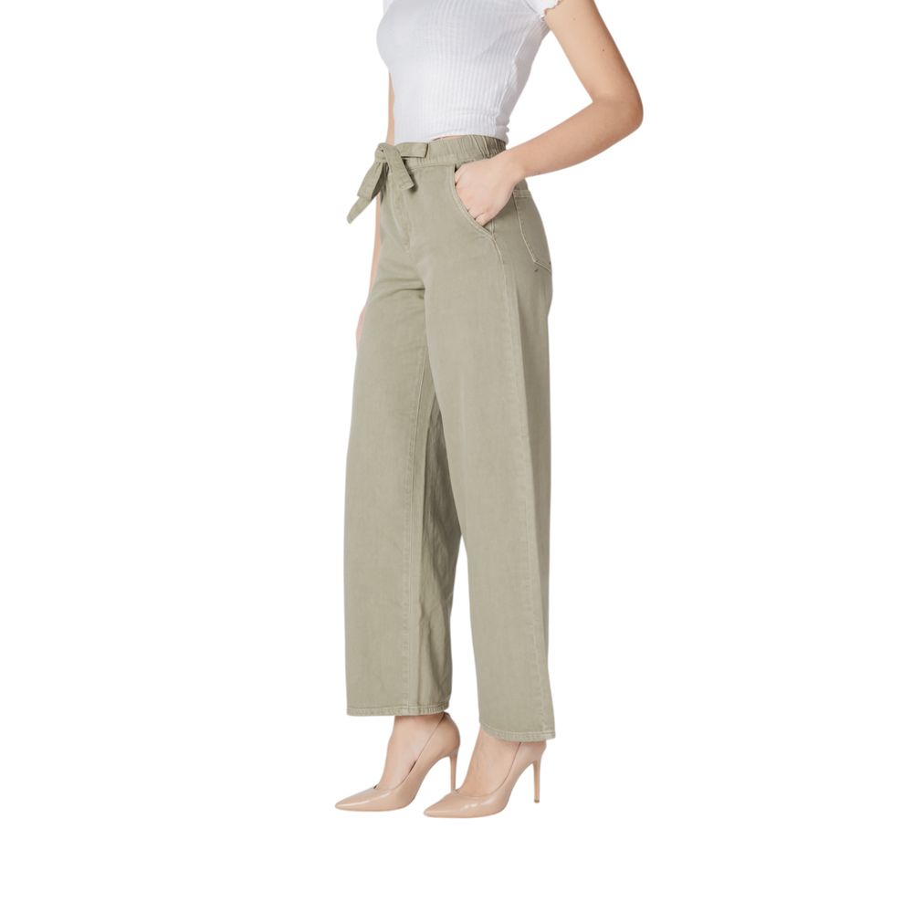 Green Cotton Casual Pants