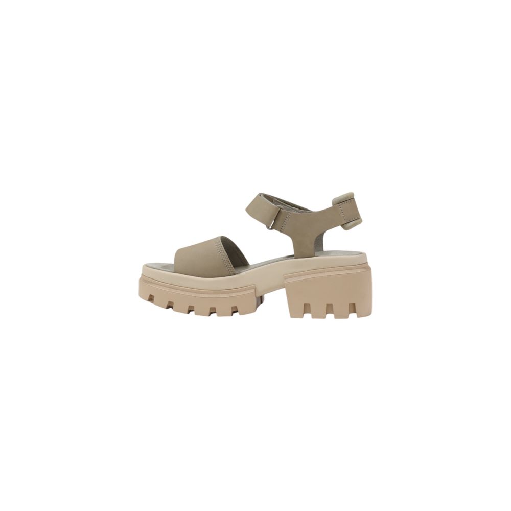 Beige Leather Platform Sandals