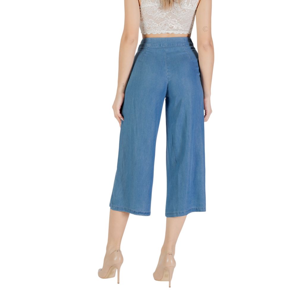Blue Lyocell Cropped Pants