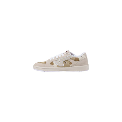Beige Suede Leather Low Top Sneakers