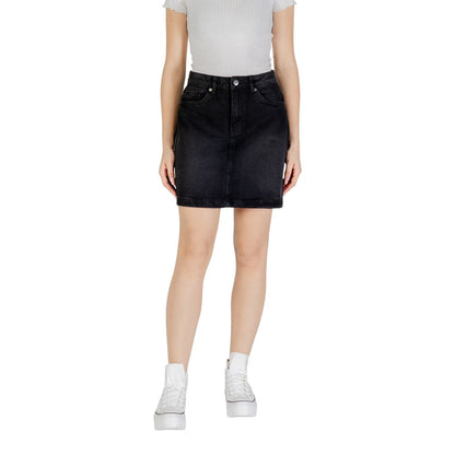 Black Cotton Mini Skirt
