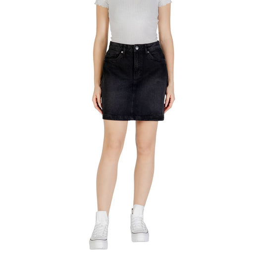 Black Cotton Mini Skirt