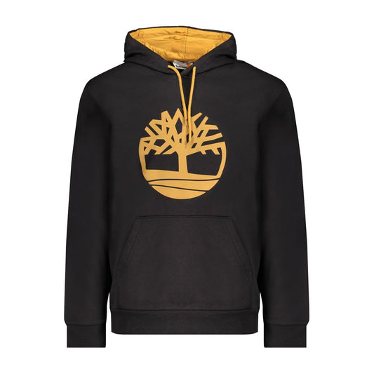 "Black Cotton Men's Hooded Sweater"