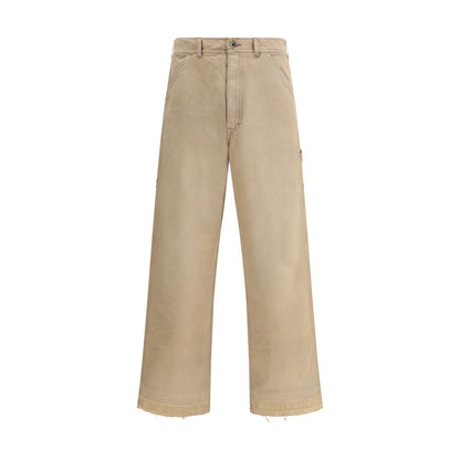 Beige Cotton Casual Pants