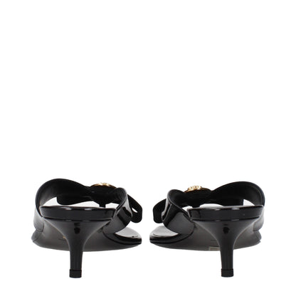 Black Leather Stiletto Heel Sandals