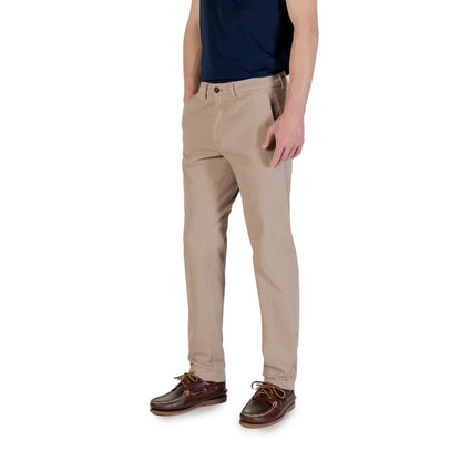 Beige Cotton Skinny Pants