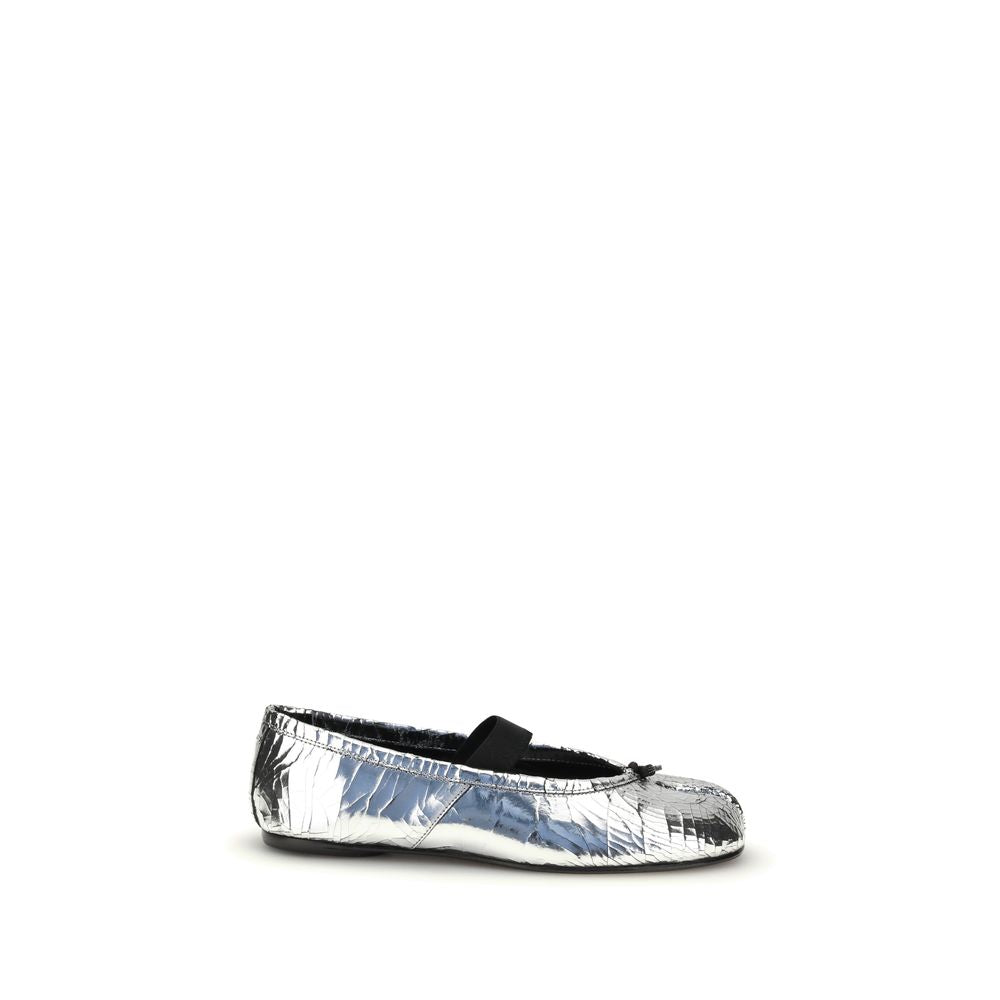 Silver Calf Leather Bos Taurus Ballet Flats