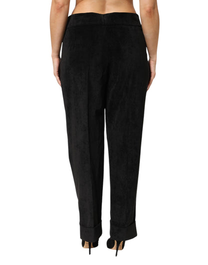 Black High Waist Straight Dress Trouser Pants