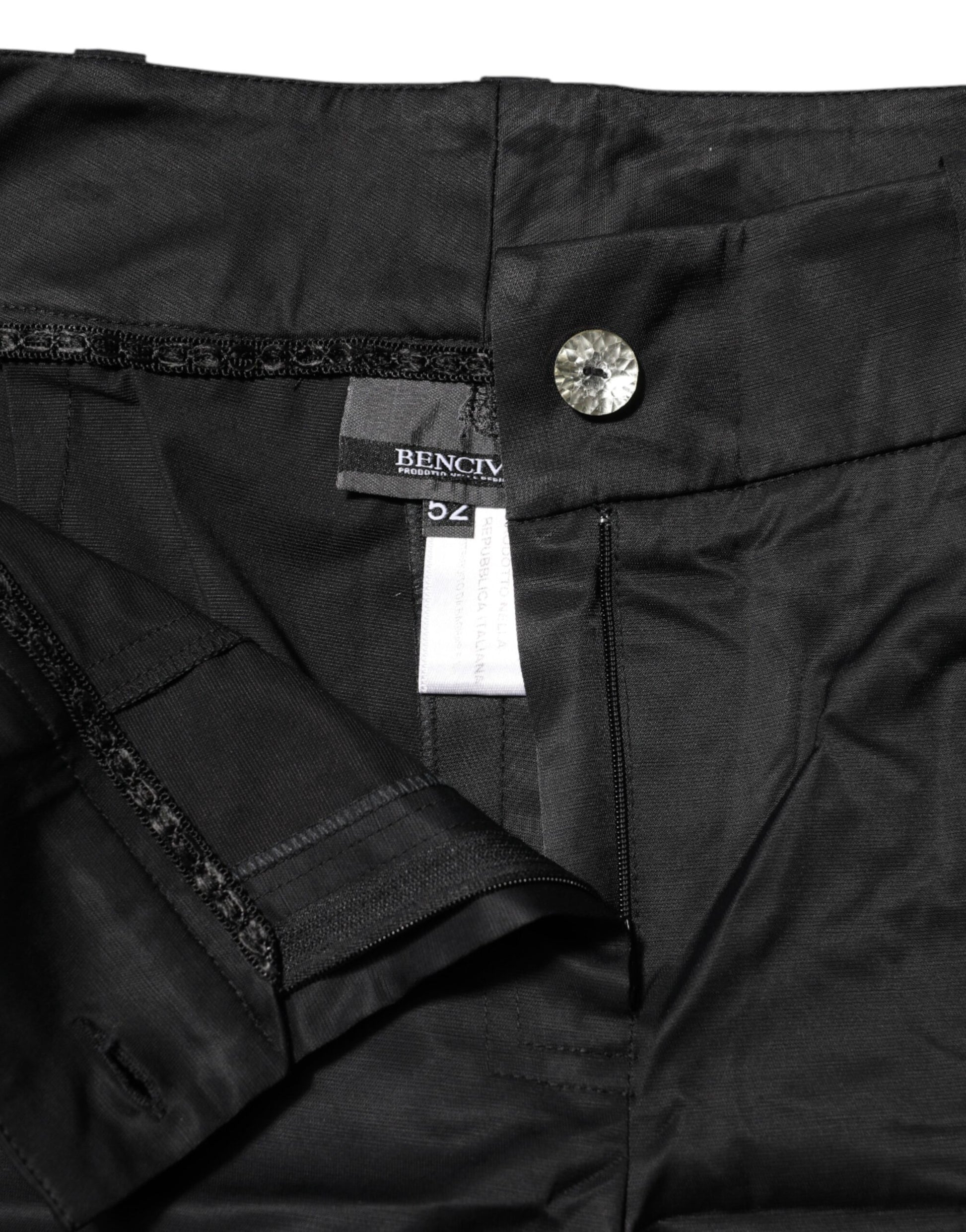 Black Cotton Blend Cropped Straight Leg Pants