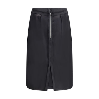 Black Polyester Midi Skirt