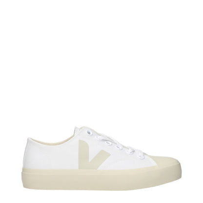 White Fabric Low Top Sneakers