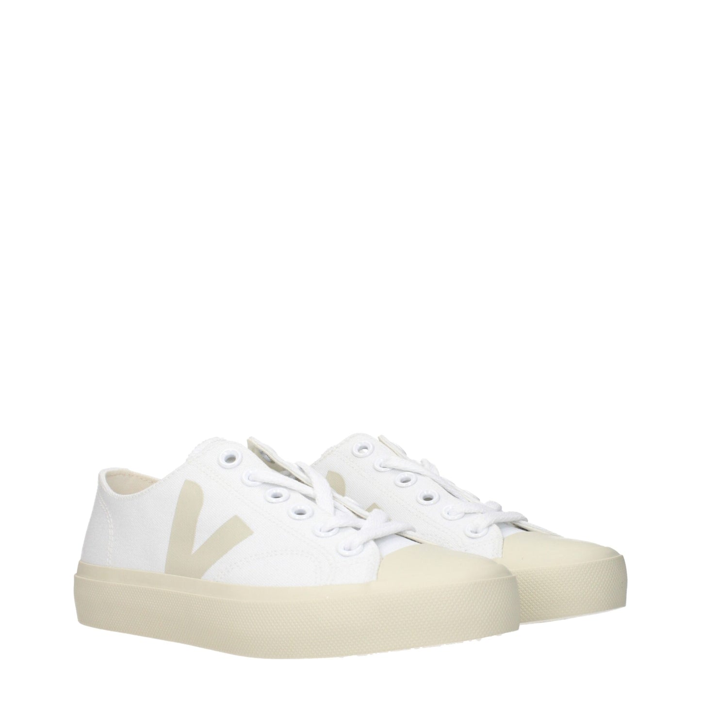 White Fabric Low Top Sneakers