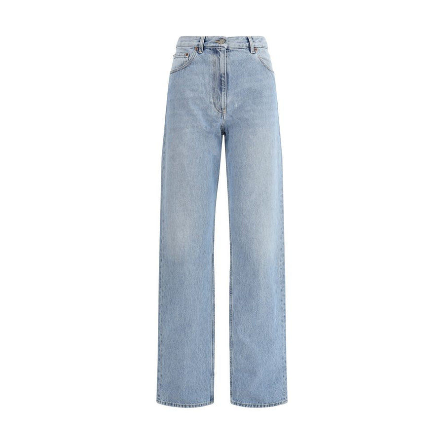 Light Blue Cotton High-Waisted Jean