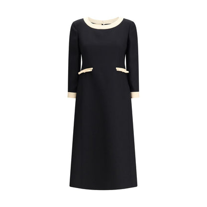Black Fleece Wool Casual Dress