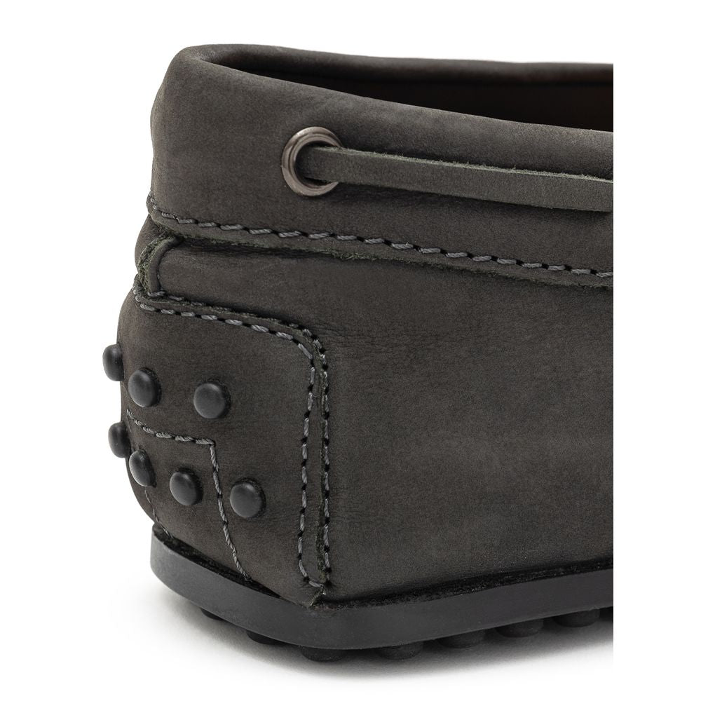 Gray Nubuc Leather Moccassin