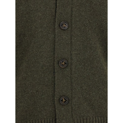 Green Fleece Wool Cardigan