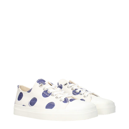 White Fabric Low Top Sneakers