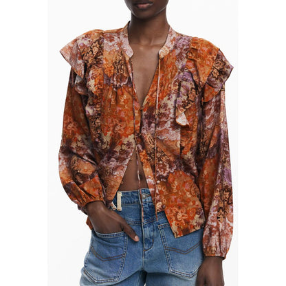 Orange Viscose Women Shirt