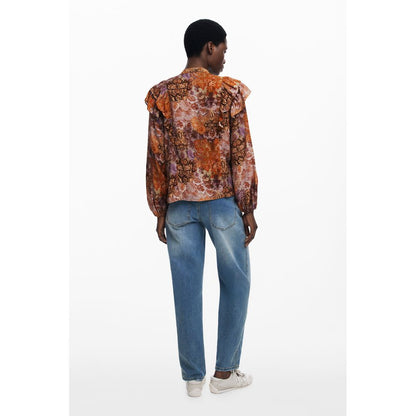 Orange Viscose Women Shirt