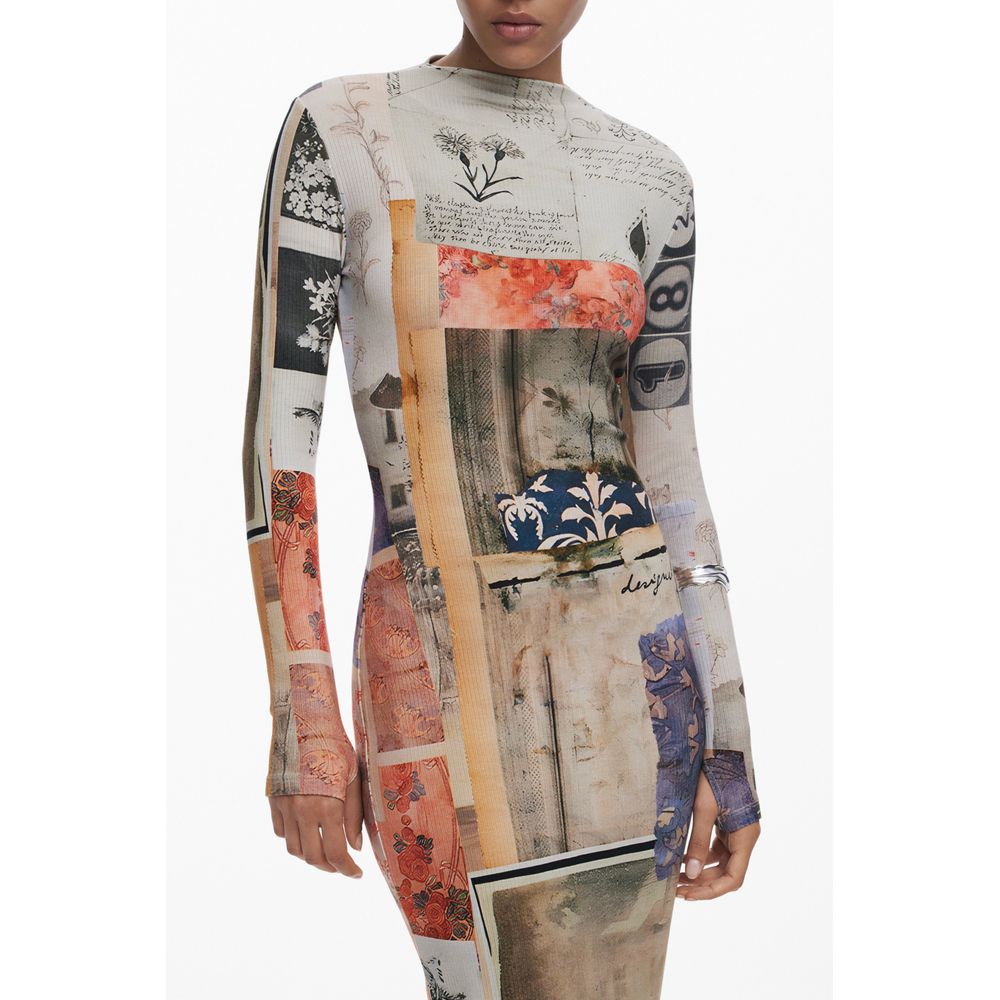 Beige Viscose Women Dress