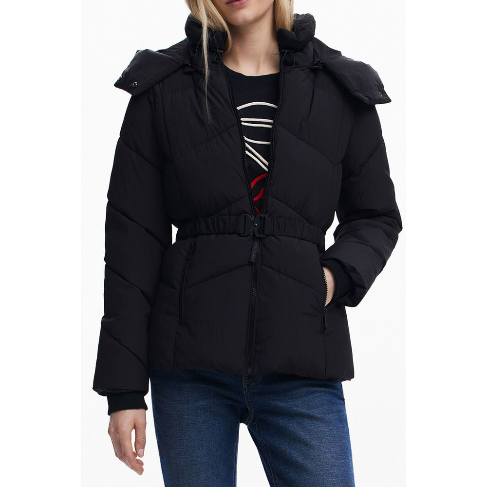 Black Polyester Women Jacket